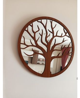 مرايا اطار خشبي، بني - AG512