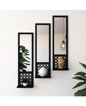 مرايا 3 قطع، اسود - AG530