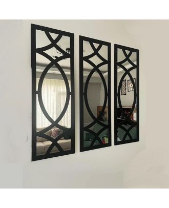 طقم مرايا 3 قطع، اسود - AG534