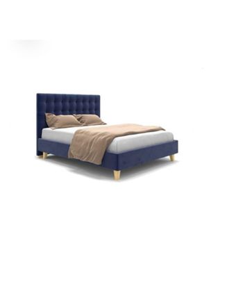 Button Tufted Bed, navy blue - AT025
