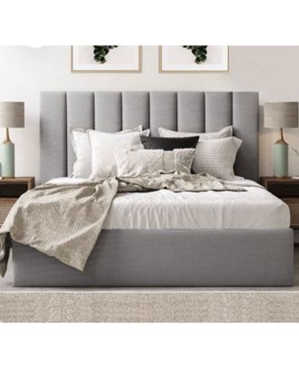 Button Tufted Bed, Gray - AT030