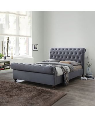 Button Tufted Bed, Gray - ATH1