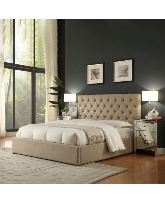 Button Tufted Bed, beige - ATH2
