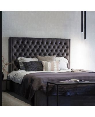Button Tufted Bed, Dark gray - ATH3
