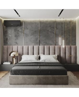 Button Tufted Bed, Dark beige - ATH6