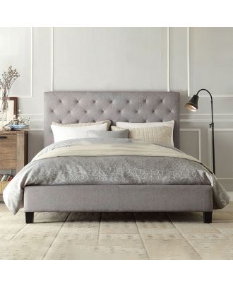 Button Tufted Bed, Gray - ATH8