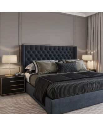 Button Tufted Bed, Dark gray - ATH9