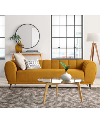 Modern sofa, Beech wood, yellow - BF119