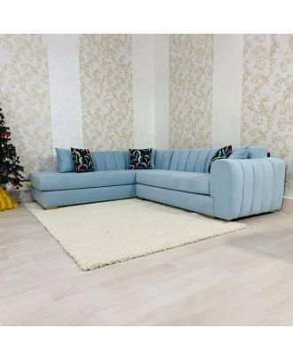 L-shape soft foam, Beech wood, light blue - BF53