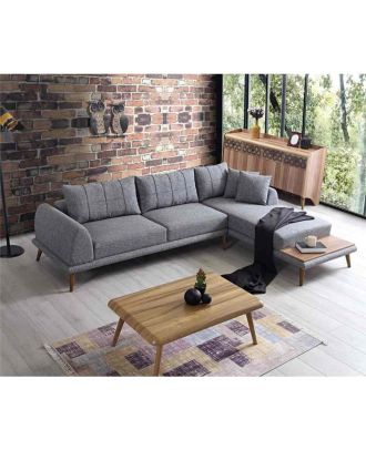 L-shape soft foam, Beech wood, gray - BF58