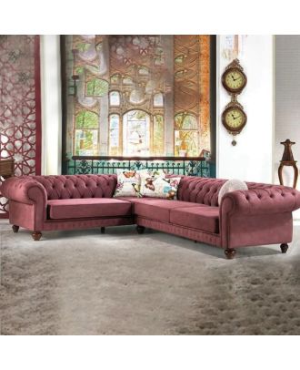 L-shape soft foam, Beech wood, Dark red - BF61