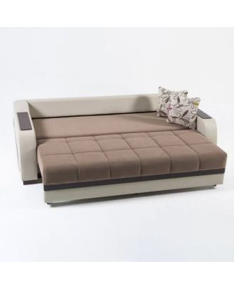 Sofa bed, Beech wood, Beige/Brown - BF98