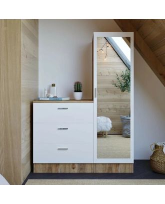 Makeup vanity 120cm, White*Wooden - CRT02