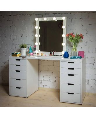 Makeup vanity 130cm, White - CRT13