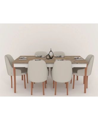 Dining table 6 chairs, Beige - DIR 22