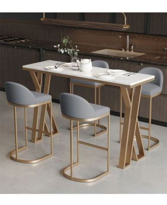 Dining Table, 5 pieces Gold *White - DT113