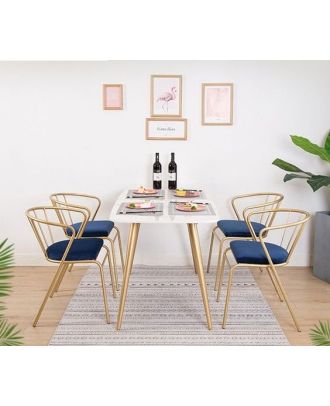 Dining Table, 5 pieces Gold *White - DT118