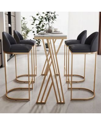 Dining Table, 5 pieces Gold *White - DT128