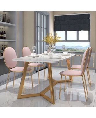 Dining Table, 5 pieces Gold *White - DT129