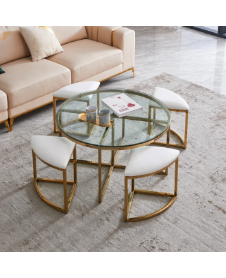 Dining Table, 5 pieces Gold - DT130