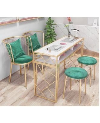 Dining Table, 5 pieces Gold *White - DT134