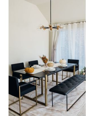 Dining Table, 6 pieces Gold *Black - DT136