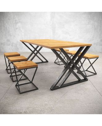 Dining Table, 7 pieces Black *Hazel - DT137