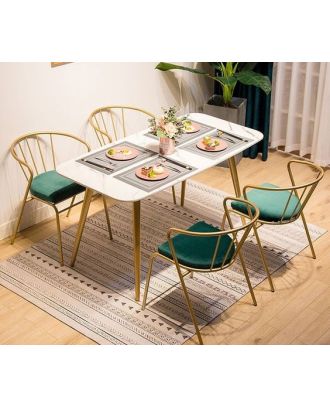 Dining Table, 5 pieces Gold *White - DT138