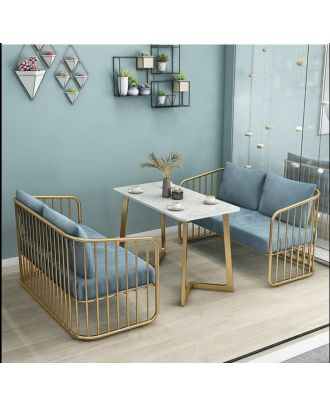 Dining Table, 3 pieces Gold *White - DT142