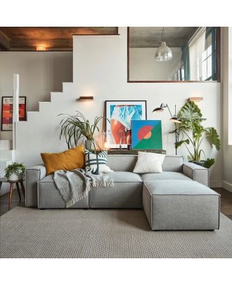 Sofa 3-seat + Pouf, gray - DVR 74