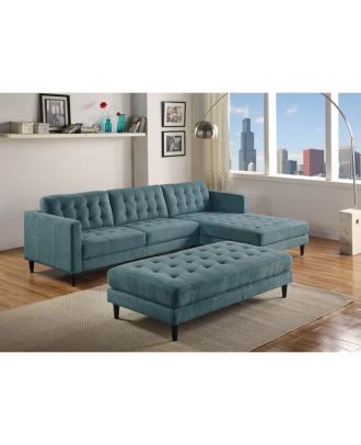 Button sofa + Pouf, blue - DVR 81