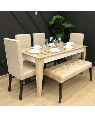 سفره 6 قطع - ابيض*بيج - EKADI001