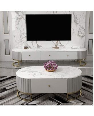 طقم ترابيزات فاخر، ابيض*رمادي - EL73