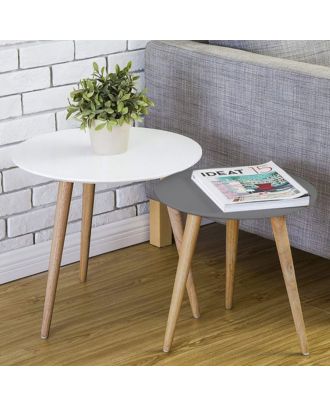 ترابيزة جانبية قطعتين - ابيض*رمادي - fna15