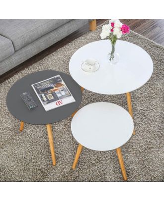 Coffee table set, 3 pieces, Gray/white - FNA16