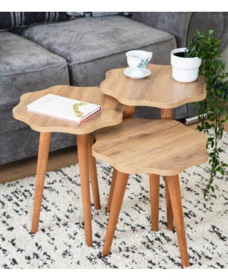 Side table set, 3 pieces, Beige - FNA8