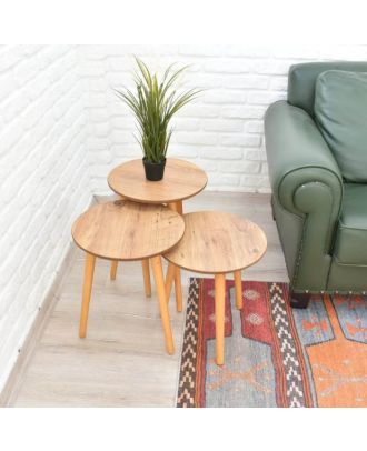 Side table set, 3 pieces, Beige - FNA9