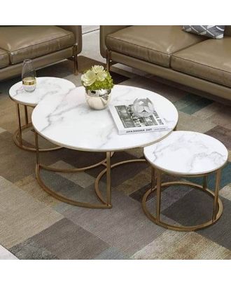 ترابيزة قهوة 3 قطع - ذهبي - hacme51