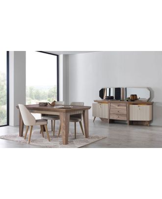 سفره خشب كونتر 6 قطع - ابيض*بيج - ho88