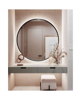 Round Mirror with led, Black - M1