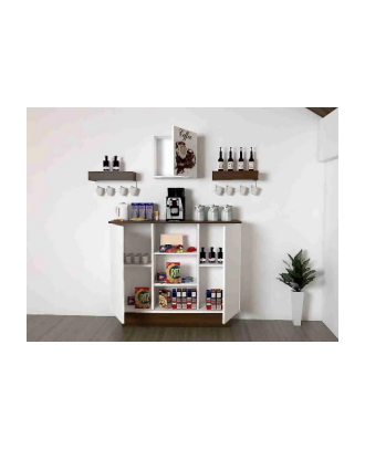 Coffee Corner & 2 shelves, White*Brown - MAP 26