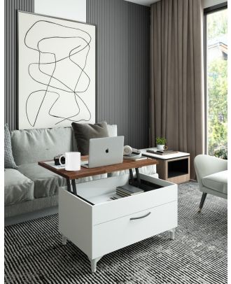 Mechanism coffee table, Brown*White - MINI85BR