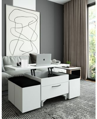 Mechanism coffee table, White - MINI86WH