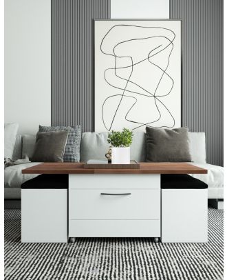 Mechanism coffee table, Brown*White - MINI87BR