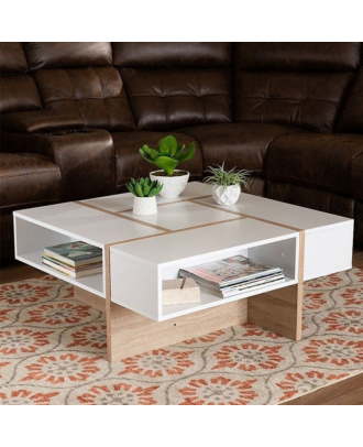 Modern Coffee Table, White/Beige - RA-2B