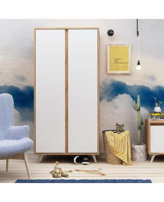 دولاب خشبى، ابيض*بيج، 100سم - ra-d19