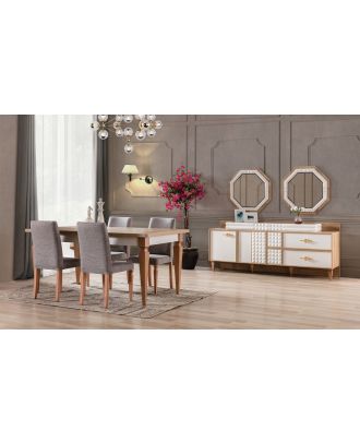 سفره 8 قطع - ابيض*خشبي - ra-dr01