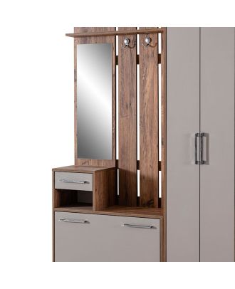 علاقة ملابس للمدخل، ابيض\خشبى، 136سم - ra-s10