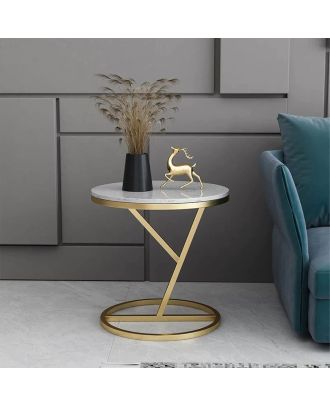 Side table, 55x40x40cm, Gold*White - S11