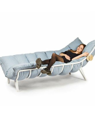 chaise longue, Metal, white*sky blue - S121
